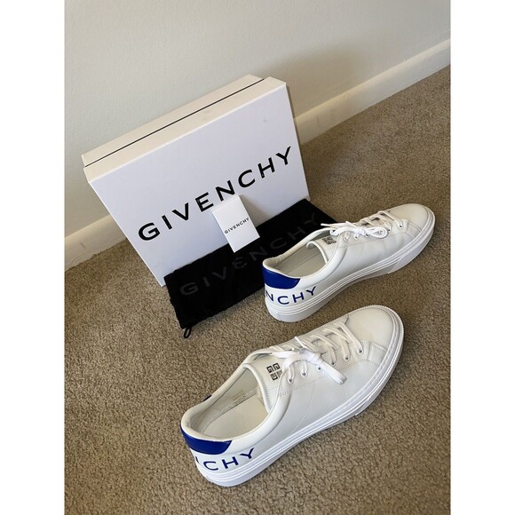 $675 Givenchy City Sport Rear Logo Print Sneakers - WHT/BLUE - 45/12 - NWB - Picture 4 of 8